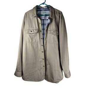 LL Bean Brown Flannel Work Shirt Jacket L Tall Vintage Outdoor Shacket Retro Y2K